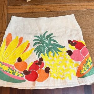 FARM Rio Colorful Fruit Embroidered Mini Skirt
